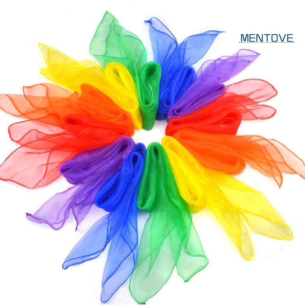 Set 12 Khăn Voan Vuông Màu Sắc Kẹo Ngọt Phụ Kiện Biểu Diễn Ảo Thuật Cho Bé