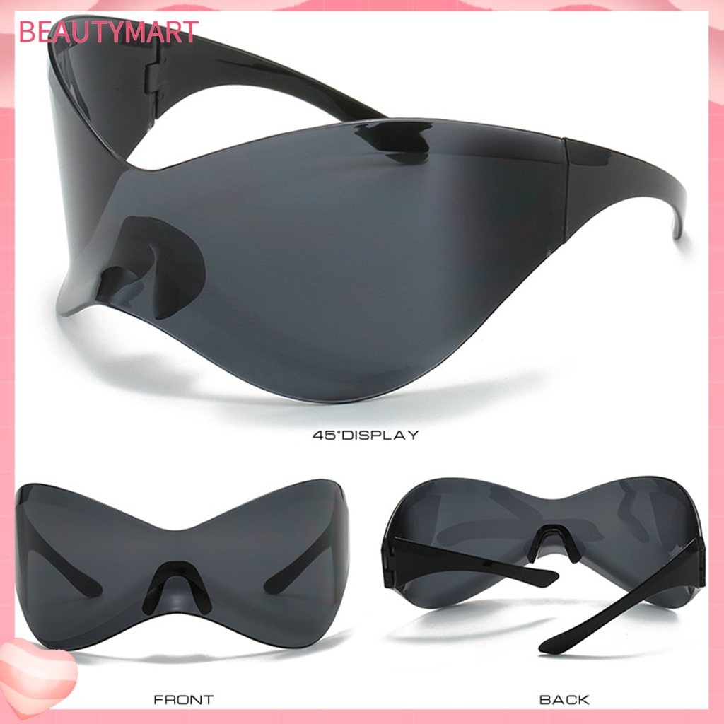 Kính Mát Một Mảnh Không Gọng Trong Suốt Chống Tia UV Phong Cách Punk Dành Cho Nam Nữ