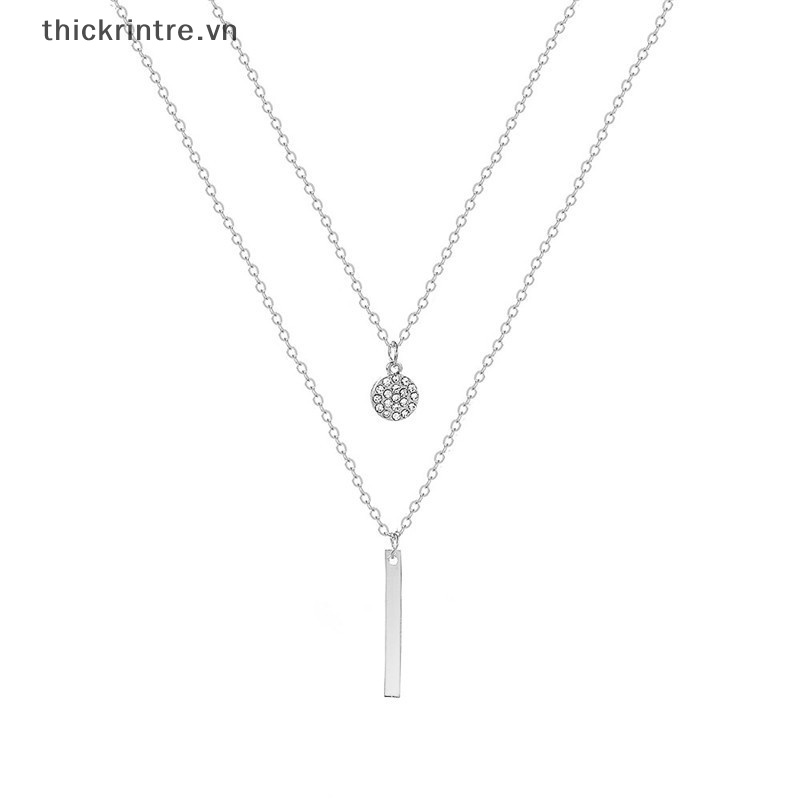 Vòng cổ Hai Lớp Dáng Dài Mặt Tròn Phong Cách Âu Mỹ Thời Trang Cho Nữ