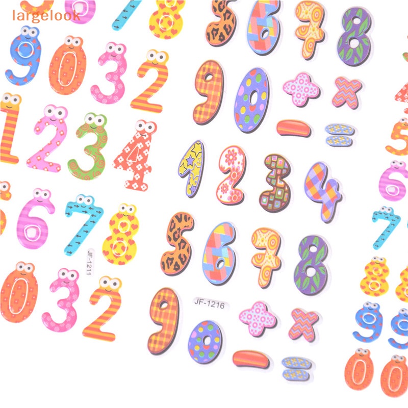 Set 6 Tấm Sticker Số / Bong Bóng Họa Tiết Hoạt Hình 3D Trang Trí Sổ Tay