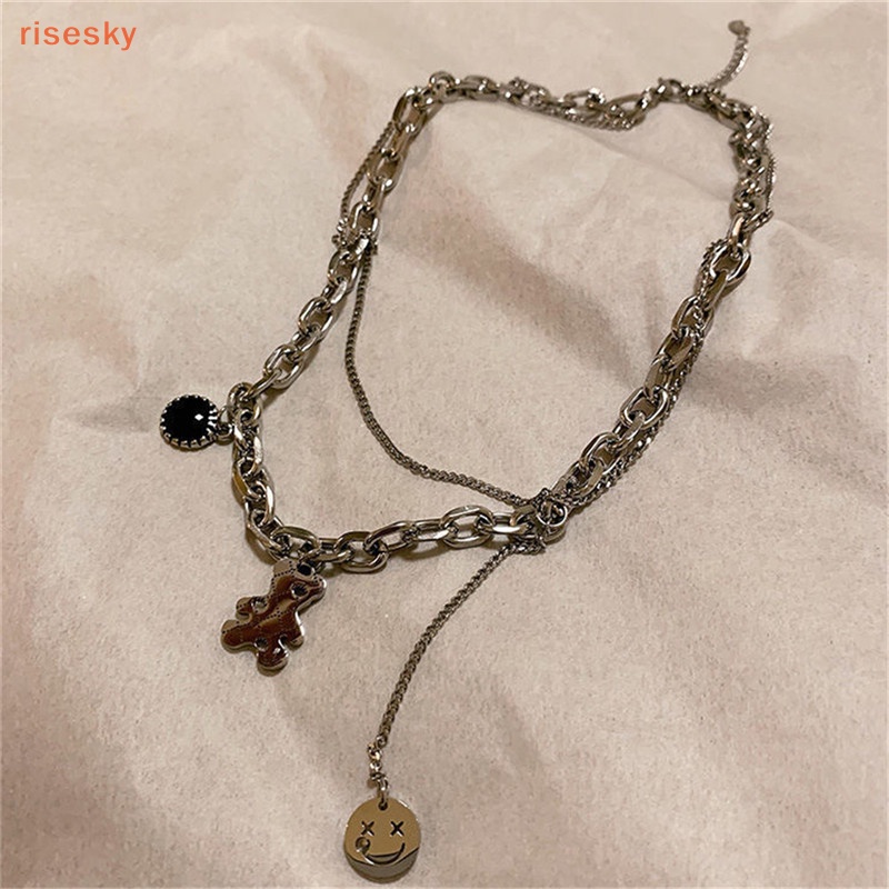 Vòng Cổ Choker Mặt Gấu Cười Phong Cách Punk Hip Hop Cho Nam Và Nữ