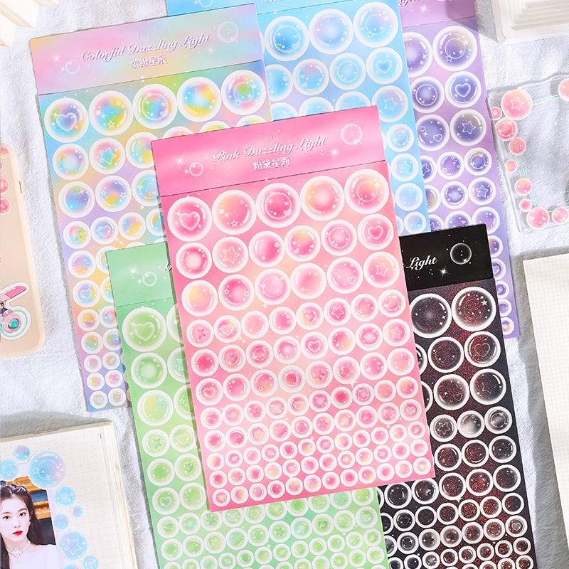 Thẻ Dán Hình Tròn Cỡ Lớn Họa Tiết Chấm Bi Lấp Lánh Trang Trí Ảnh Cho Học Sinh DIY