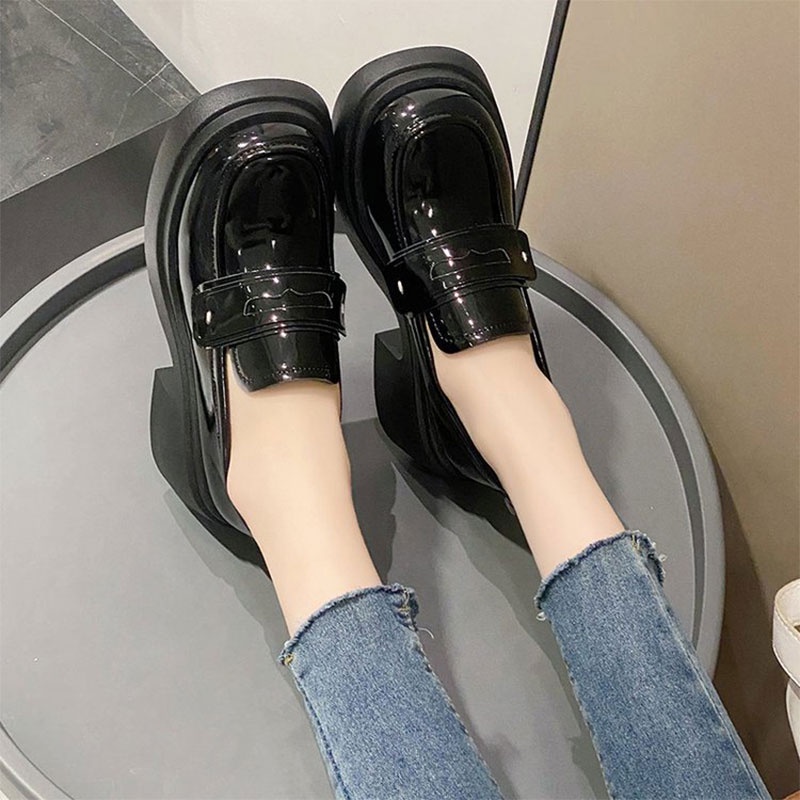 Yunguang Giày Mary Jane Da Đế Dày Chống Trượt Phong Cách Anh Quốc Cho Nữ