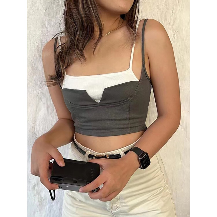 Kliou Áo Tank Top Hai Dây Thiết Kế Đơn Giản Thời Trang Mùa Hè 2023