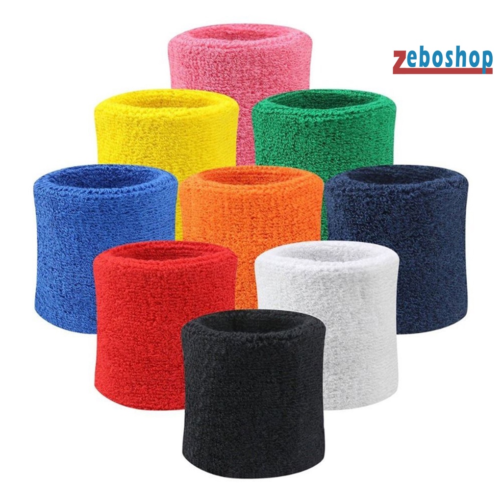 Set 2 Băng Đeo Cổ Tay Thể Thao Bằng Cotton Thấm Hút Mồ Hôi Thoáng Khí Màu Sắc Trơn Dành Cho Tennis