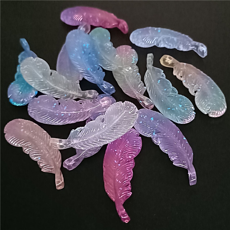 Set 10 Mặt Dây Chuyền Hình Lông Vũ Phát Quang Thời Trang