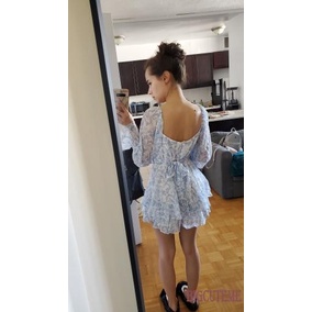 Áo liền quần Tay Dài Cổ Vuông Hở Lưng In Họa Tiết Hoa Thời Trang Quyến Rũ Cho Nữ