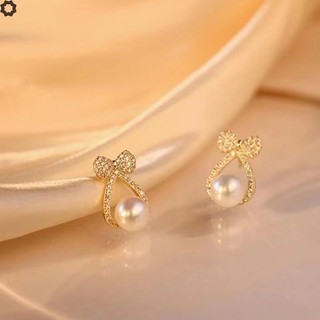 Bông Tai Hình Nơ Nhỏ Đính Ngọc Trai Sang Trọng