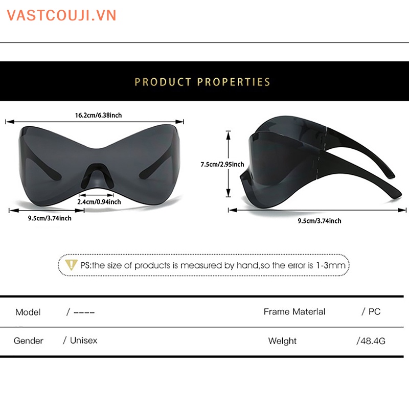 Kính Chống Nắng Không Vành Oversized Y2K Màu Kẹo Ngọt Phong Cách Hip Hop Cổ Điển Thời Trang Cho Nam Và Nữ