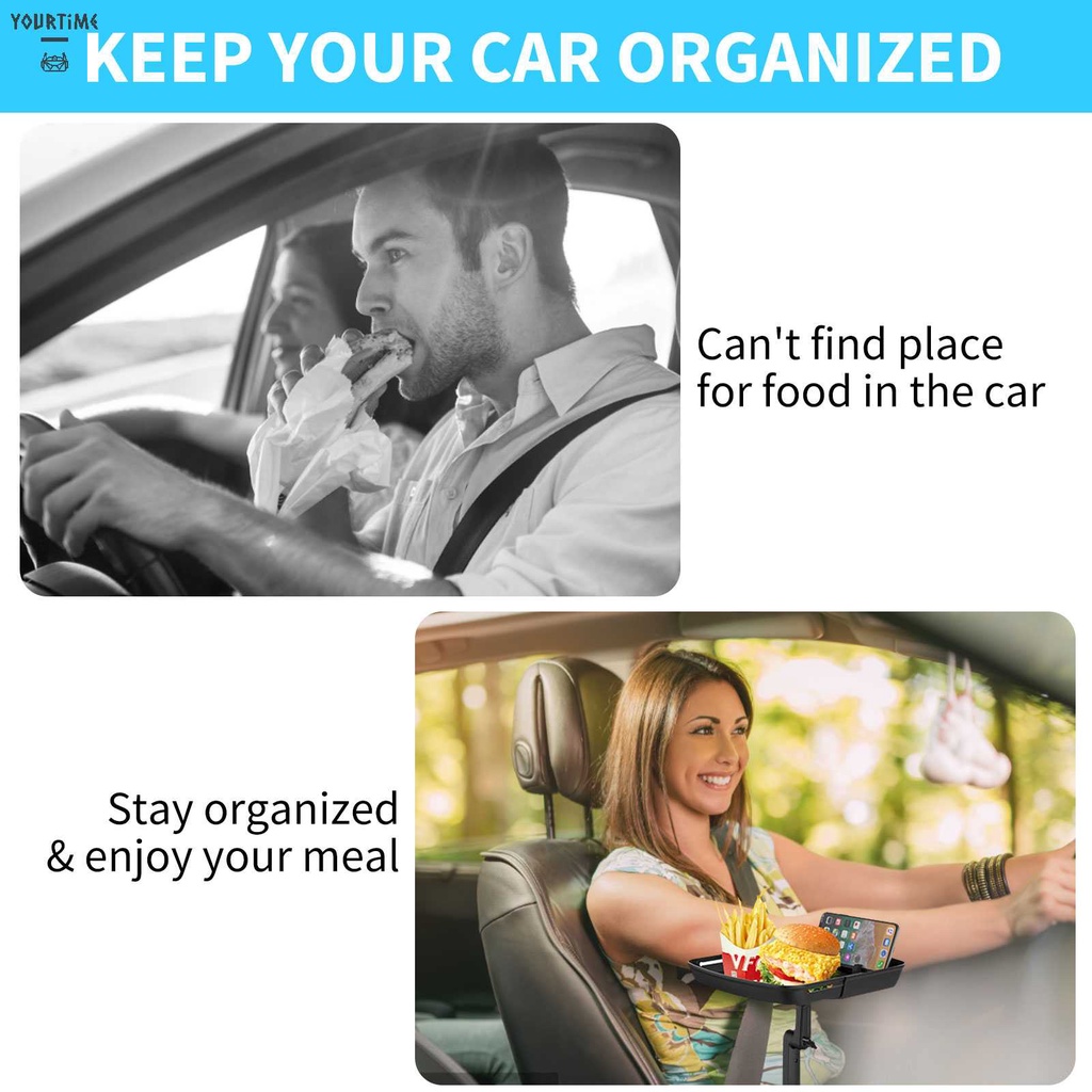 Khay Đựng Thức Ăn Hình Vuông Có Thể Xoay Tiện Dụng Cho Xe Hơi