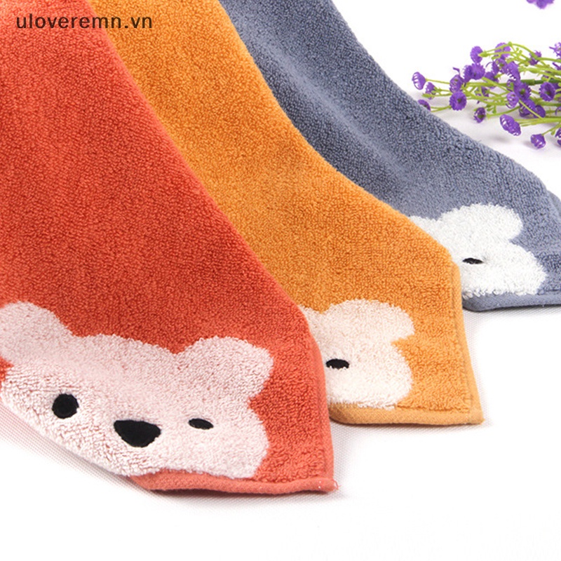 Uloveremn Khăn Lau Mặt Bằng Cotton Mềm Mại Họa Tiết Gấu Hoạt Hình Dễ Thương Có Thể Treo Cho Trẻ Em / Phòng Tắm / Live