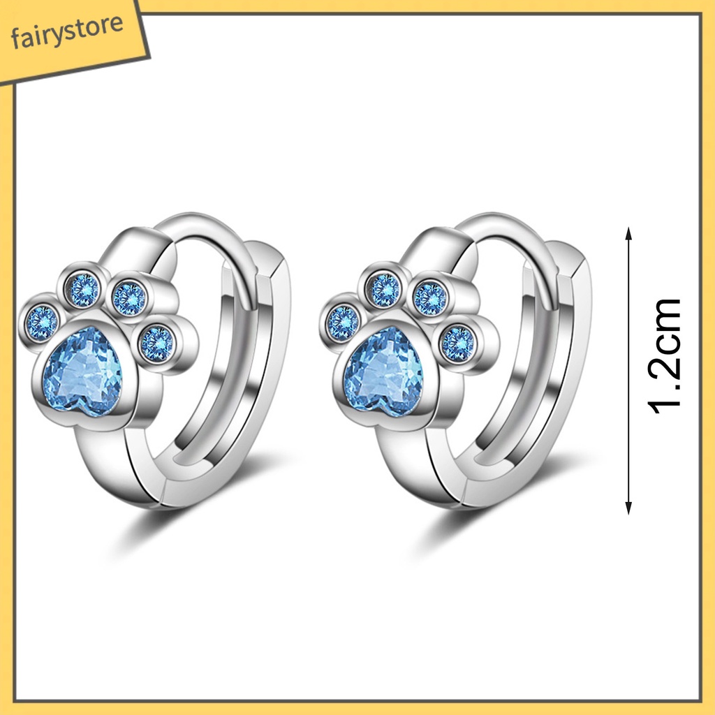 1 Đôi Bông Tai Xỏ Lỗ Hình Dấu Chân Động Vật Đính Đá Zircon Dễ Thương Lâu Trôi