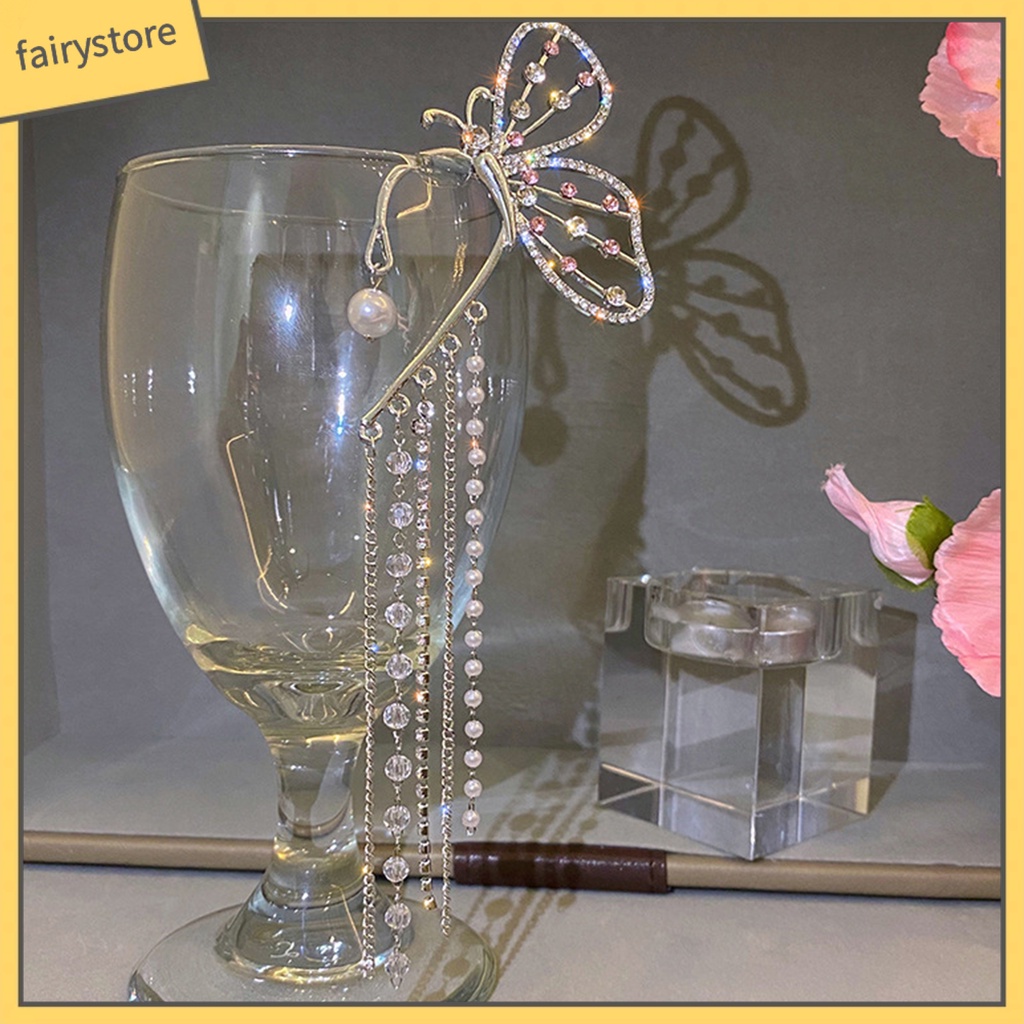 1 Đôi Bông Tai Hình Bướm Có Đính Đá Lấp Lánh Dành Cho Nữ