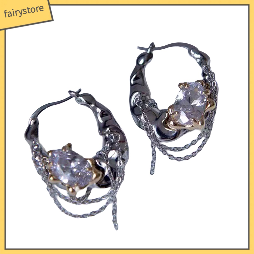 1 Đôi Bông Tai Tròn Đính Đá Lấp Lánh Thời Trang Dành Cho Nữ