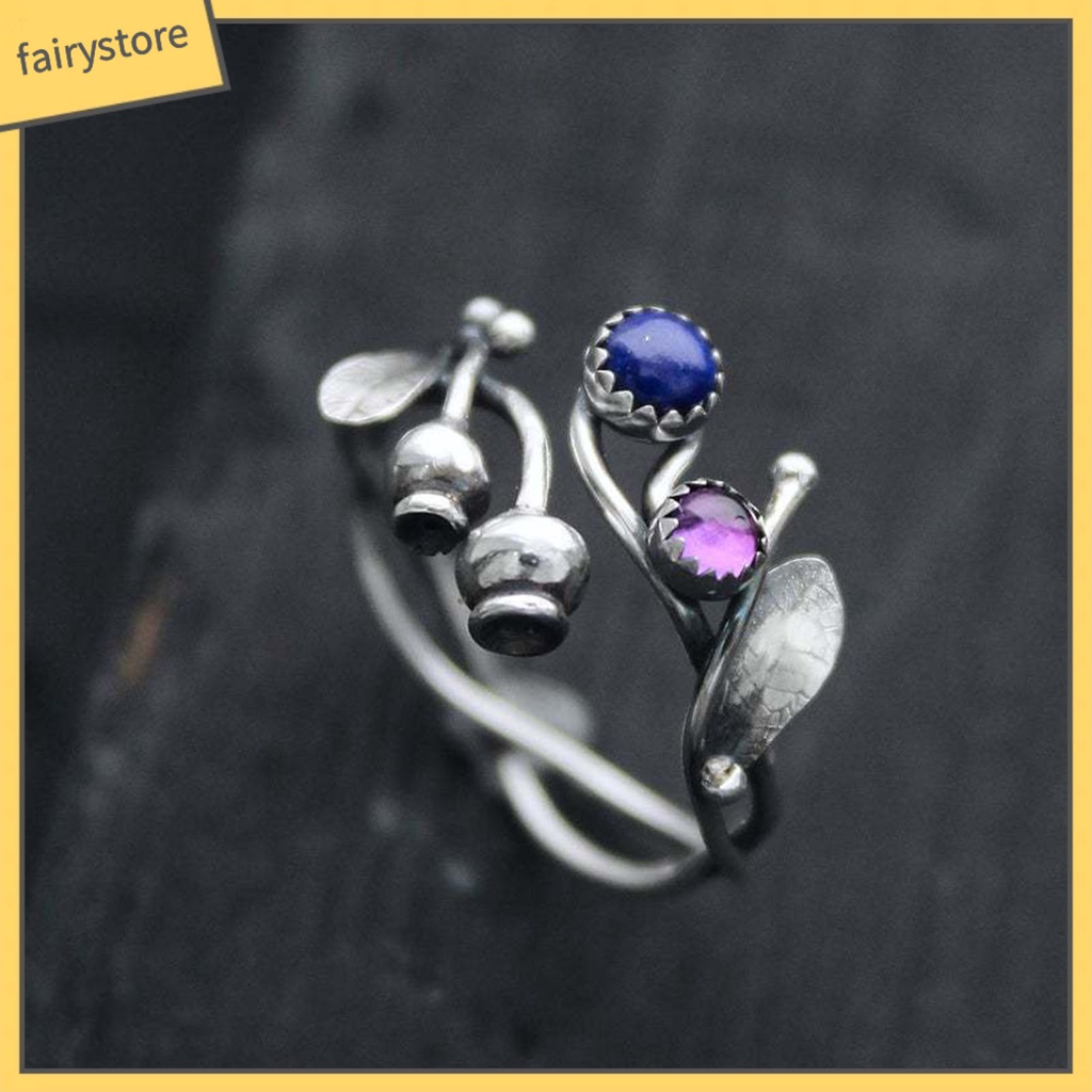 [FRO] Set Vòng cổ + Bông Tai + Nhẫn Hình Nhánh Cây Đính Đá Nhiều Màu Phong