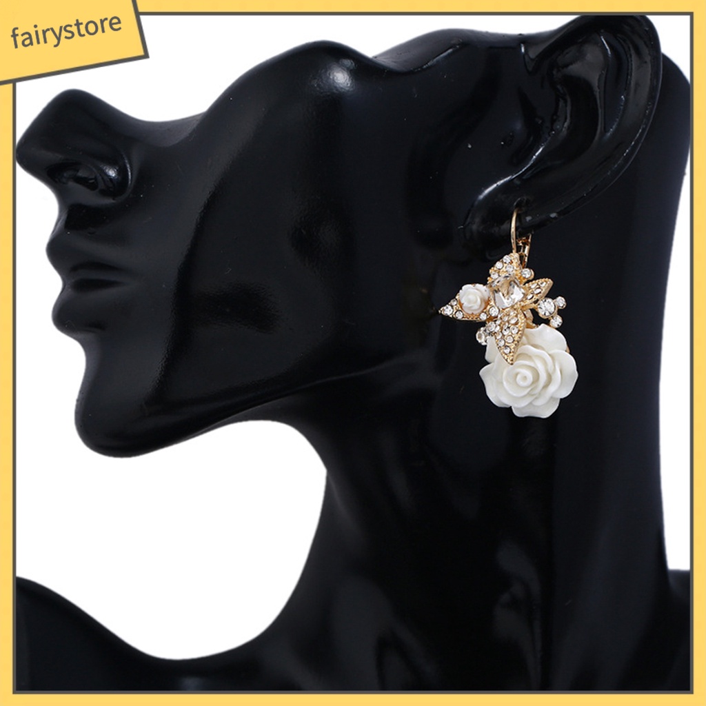 1 Đôi Bông Tai Hình Hoa Đính Đá Phong Cách Vintage Dành Cho Nữ