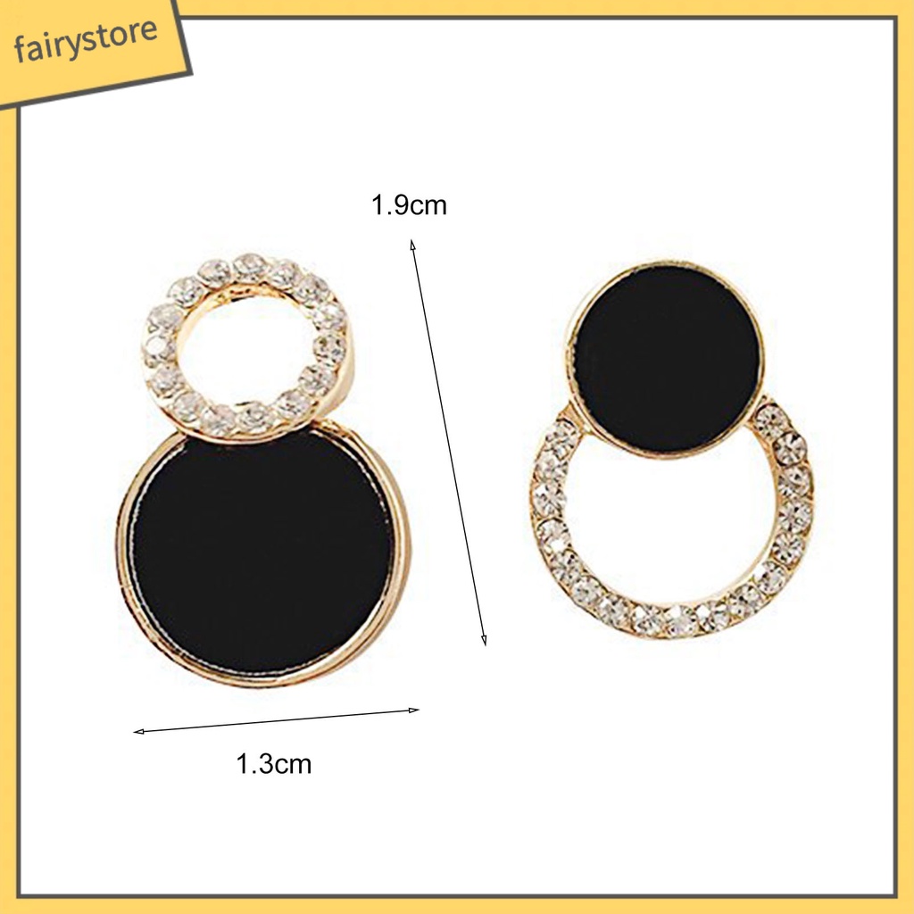 1 Đôi Bông Tai Tròn Đính Đá Thời Trang Dành Cho Nữ