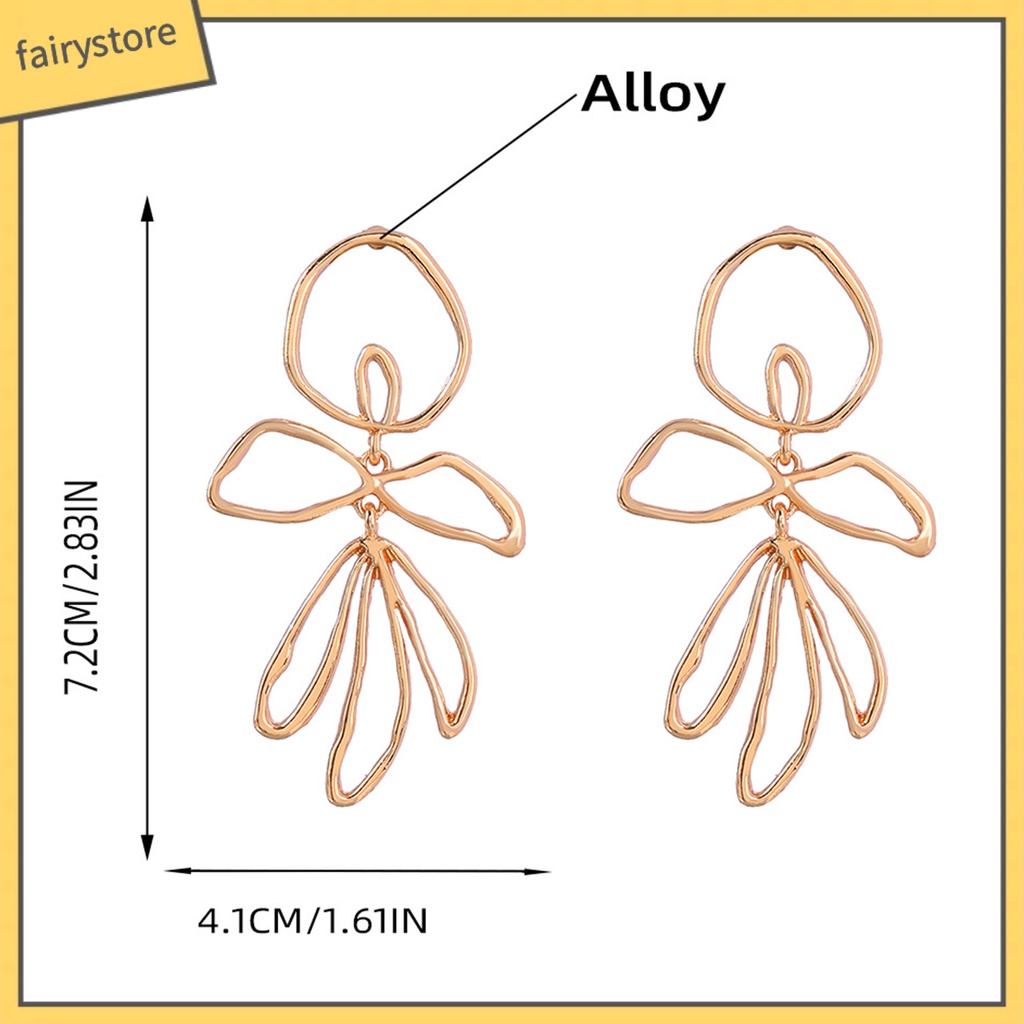 1 Đôi Bông Tai Hình Học Lớn Không Đối Xứng Bằng Hợp Kim Thời Trang Dành Cho Nữ