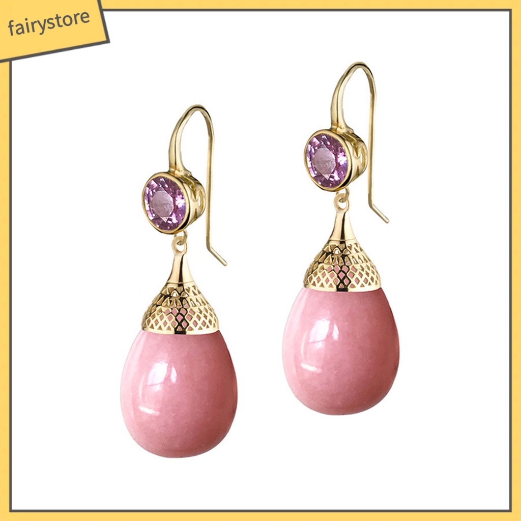 1 Đôi Bông Tai Hình Giọt Nước Trong Suốt Phong Cách Retro Dành Cho Nữ