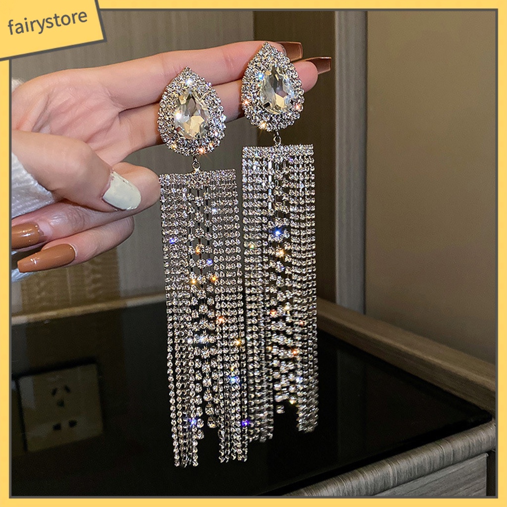 1 Đôi Bông Tai Tua Rua Dáng Dài Ngoại Cỡ Phong Cách Âu Mỹ Thời Trang