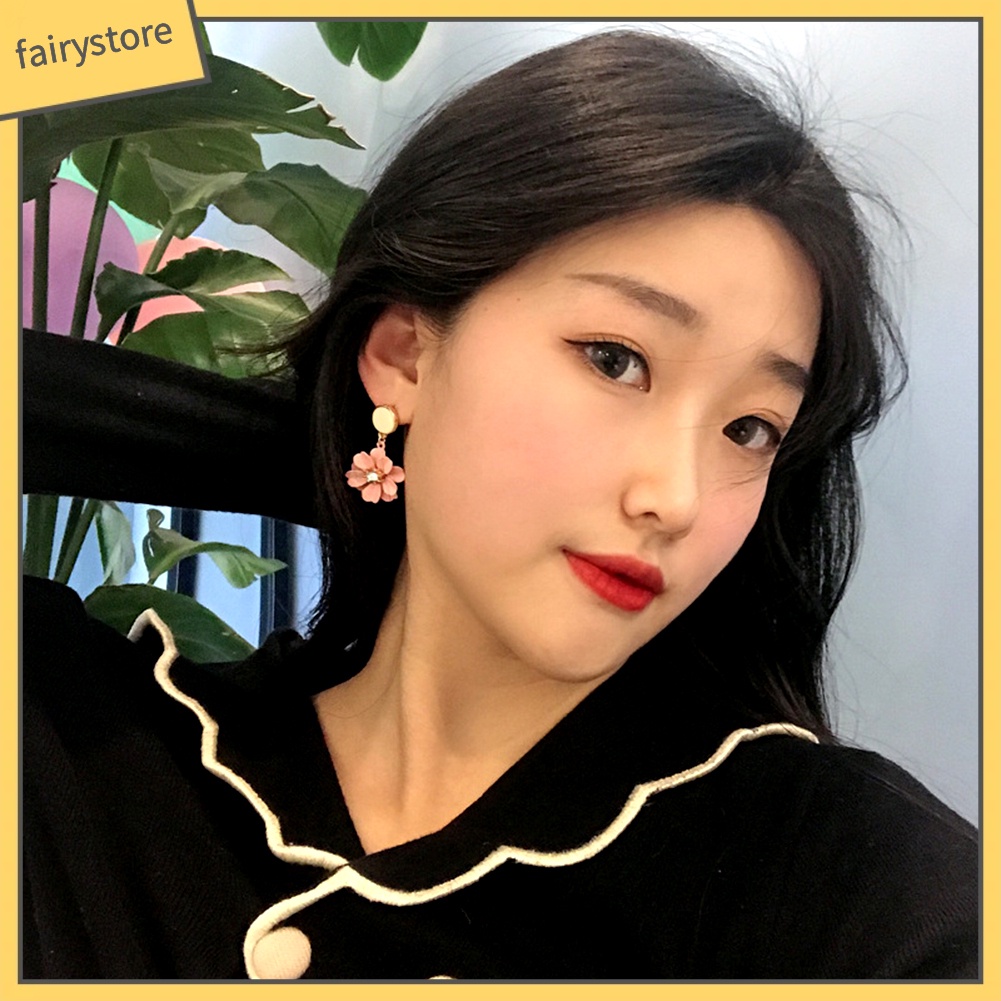 Bông Tai Hình Hoa Đính Đá Thời Trang Dành Cho Nữ