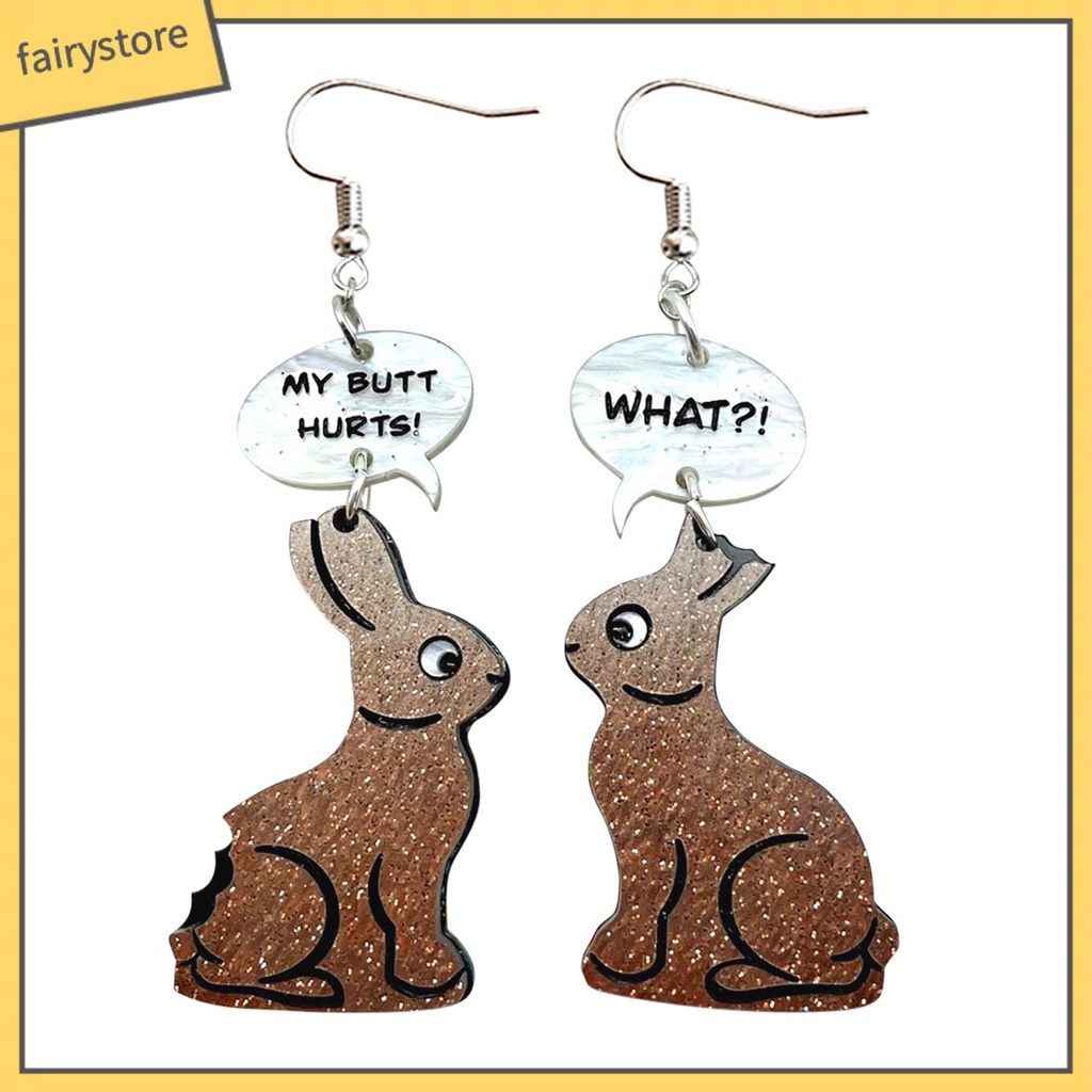 1 Đôi Bông Tai Hình Thỏ Hoạt Hình Bằng Acrylic Quyến Rũ