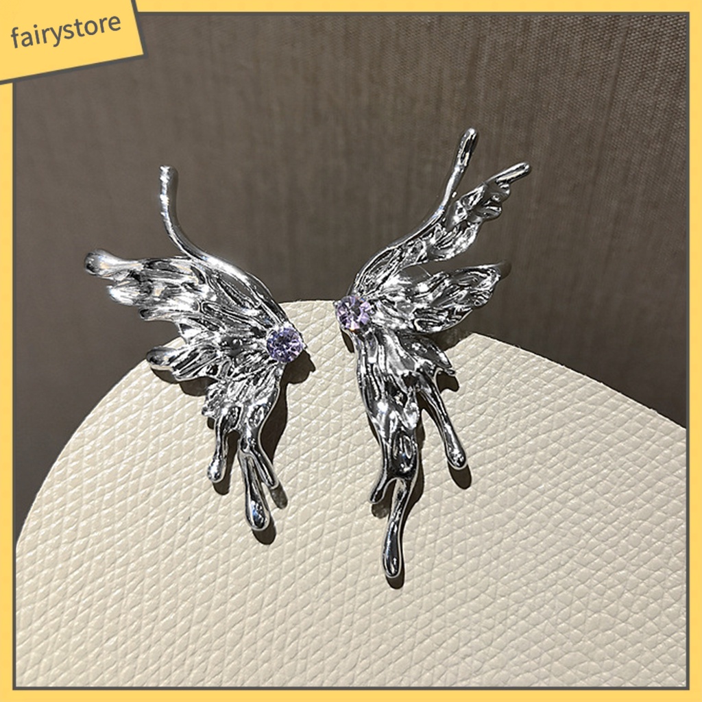 1 Đôi Bông Tai Hình Bướm Dạng Lỏng Phong Cách Punk Dành Cho Nữ