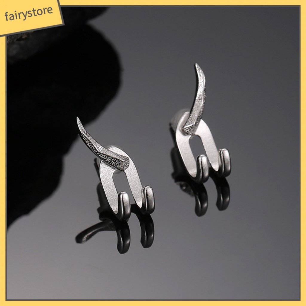 Bông Tai 2 Móc Thiết Kế Đơn Giản Phong Cách Punk Hip Hop Thời Trang Cho Nam