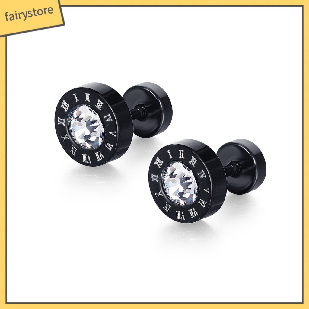 1 Đôi Bông Tai Tròn Đính Đá Phong Cách Hip Hop Punk Thời Trang Dành Cho Nam