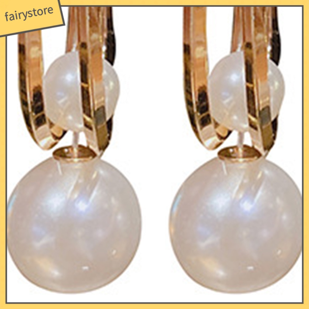 1 Đôi Bông Tai Tròn Lớn Đính Ngọc Trai Nhân Tạo Dành Cho Nữ