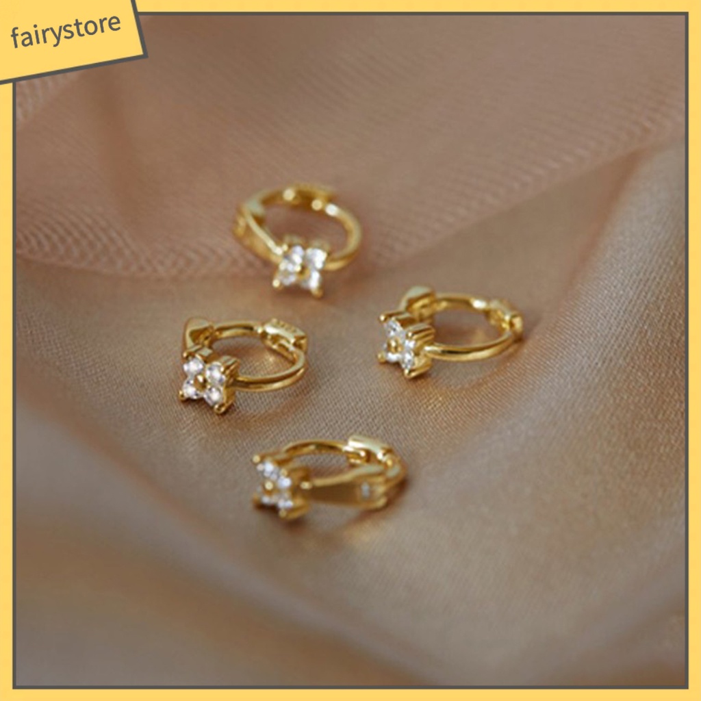 Bông Tai Đinh Tán Mini Đính Đá Thanh Lịch Cho Nữ