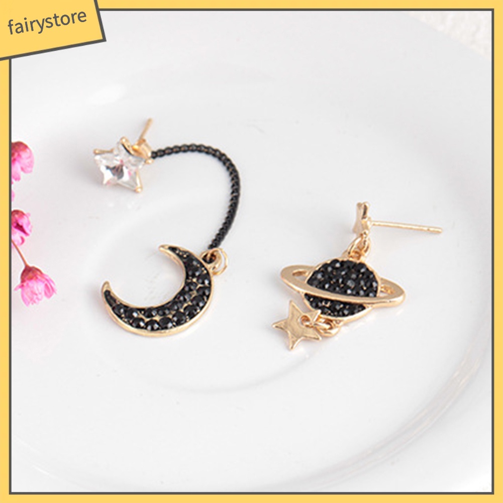 Đôi Khuyên Tai Hình Trăng Sao Đính Đá Thời Trang Cho Nữ