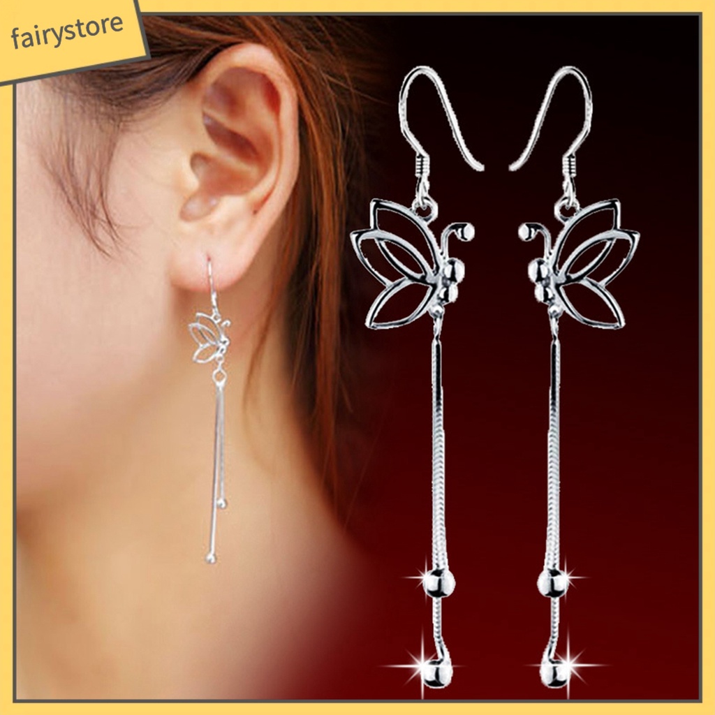 Bông Tai Chuỗi Dài Hình Bướm Bằng Hợp Kim Thanh Lịch Dành Cho Nữ