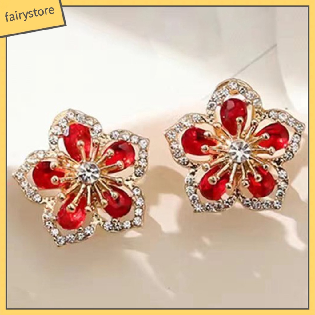 1 Đôi Bông Tai Hình Hoa Bằng Hợp Kim Lâu Trôi Quyến Rũ Dành Cho Nữ