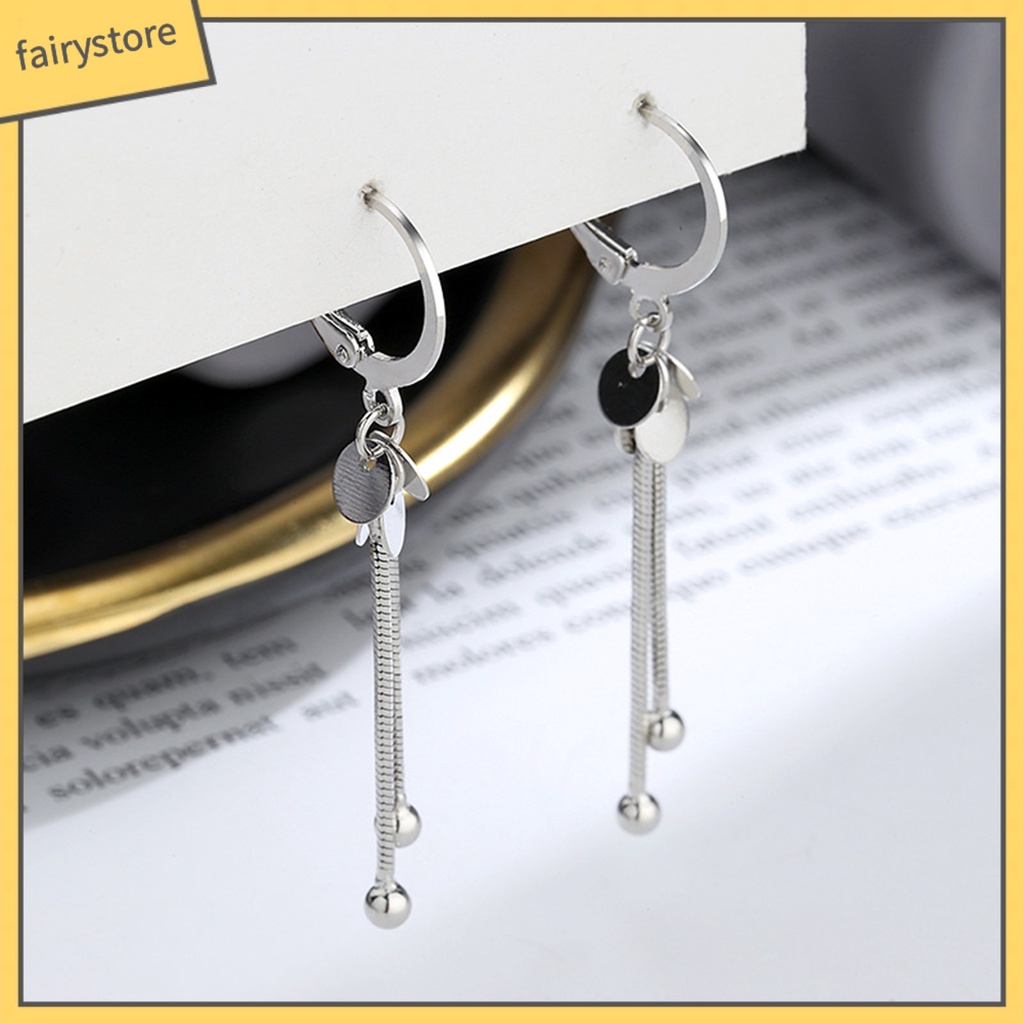 [FRO] 1 Đôi Bông Tai Thả Tròn Dáng Dài Phối Tua Rua Sang Trọng Cho Cuộc Sống Hàng Ngày