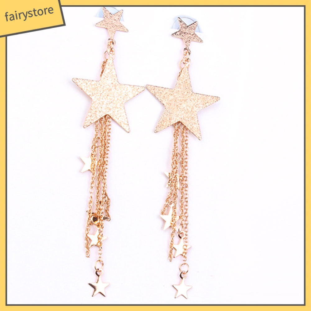 Bông Tai Chuỗi Dài Hình Ngôi Sao Năm Cánh Thời Trang Dành Cho Nữ