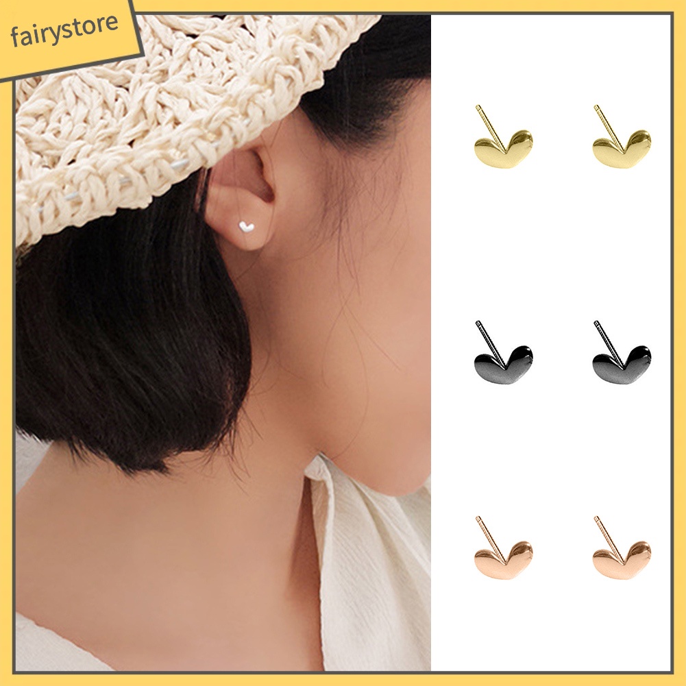 Bông Tai Mạ Bạc Hình Trái Tim Mini Ngọt Ngào Cho Nữ