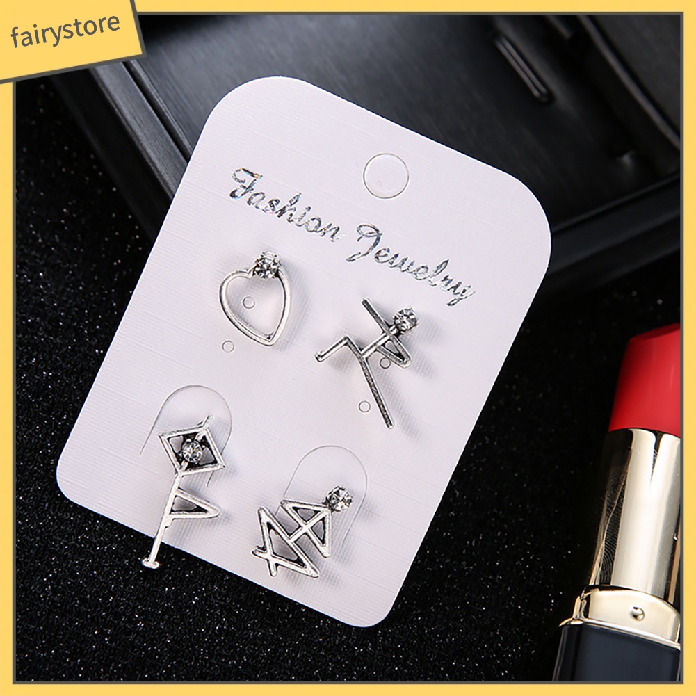 Set 4 Khuyên Tai Mô Hình Người Đính Đá Phong Cách Cổ Điển Dành Cho Nữ