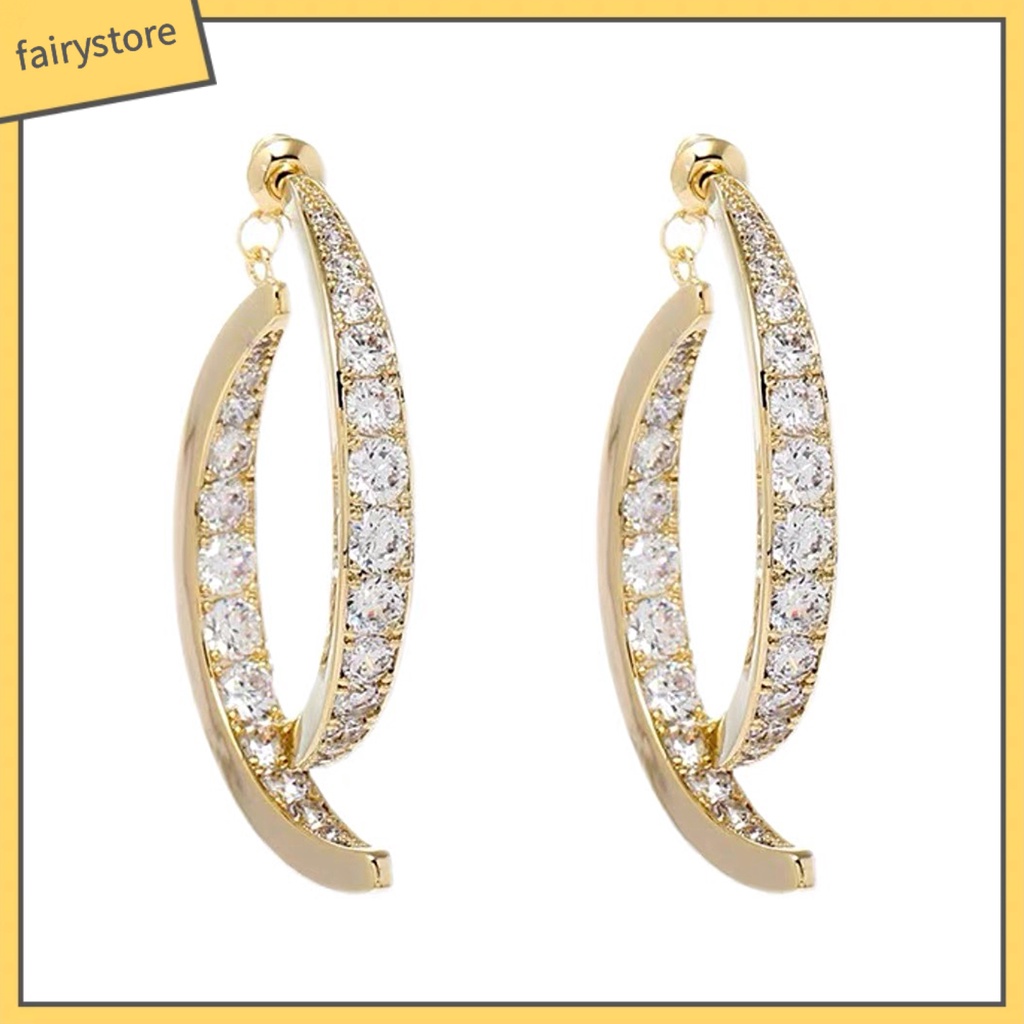 1 Đôi Bông Tai Hình Chữ Thập Đính Đá Lấp Lánh Thời Trang Dự Tiệc