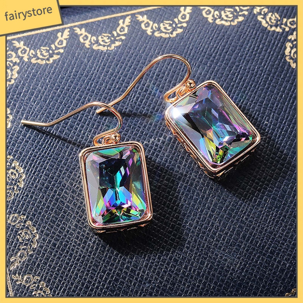 1 Đôi Bông Tai Hình Giọt Nước Đính Đá Zircon Nhiều Màu Sang Trọng