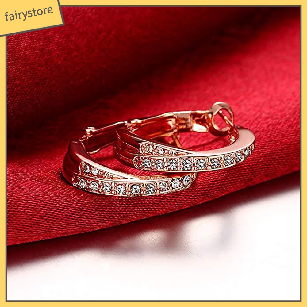 Bông Tai Tròn Đính Đá Lấp Lánh Thời Trang Thanh Lịch Dành Cho Nữ