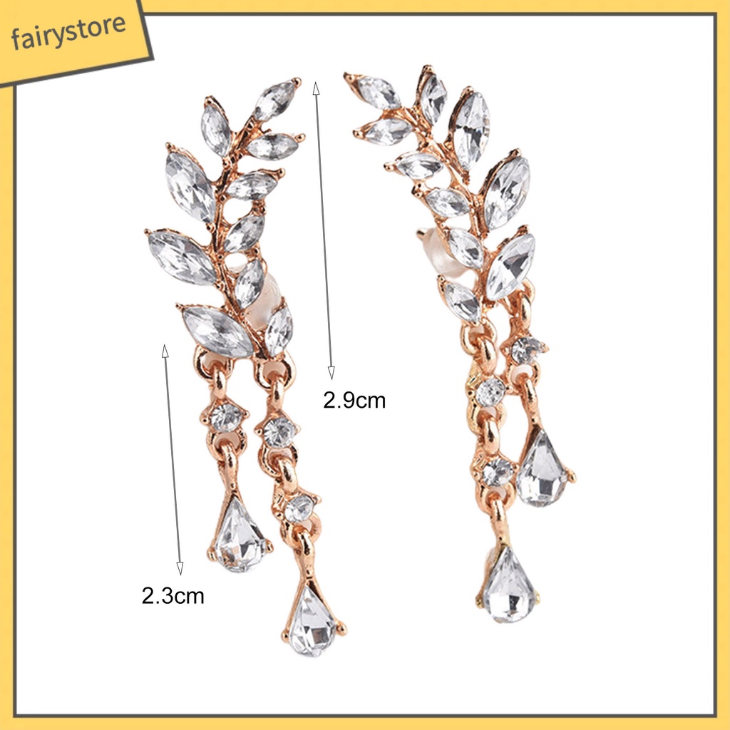 1 Đôi Bông Tai Hình Giọt Nước Đính Đá Lấp Lánh Dành Cho Cô Dâu