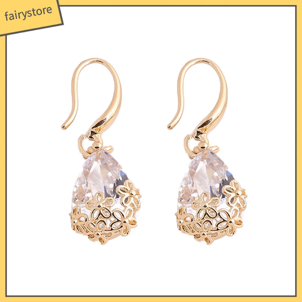 Bông Tai Hình Giọt Nước Đính Đá Zircon Thời Trang Dành Cho Nữ