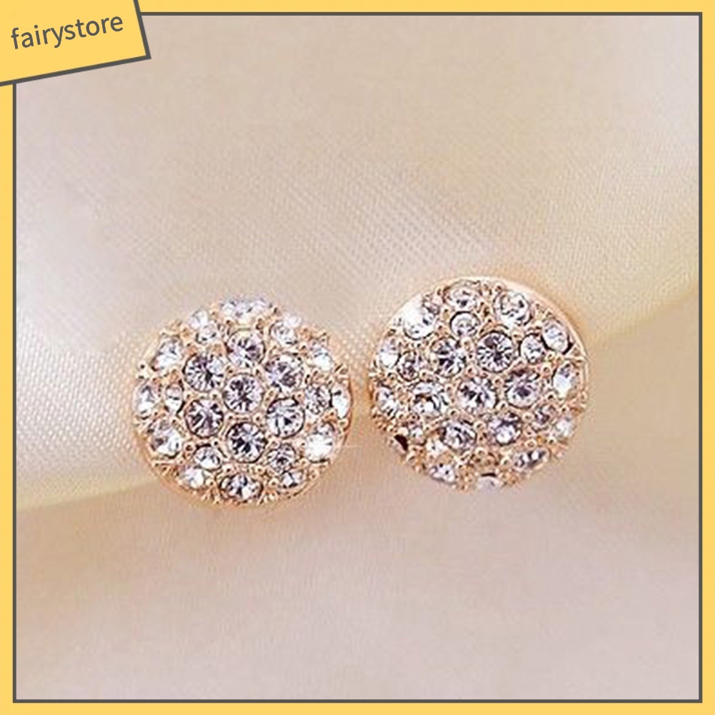 Bông Tai Tròn Đính Đá Toàn Diện Thanh Lịch Cho Nữ