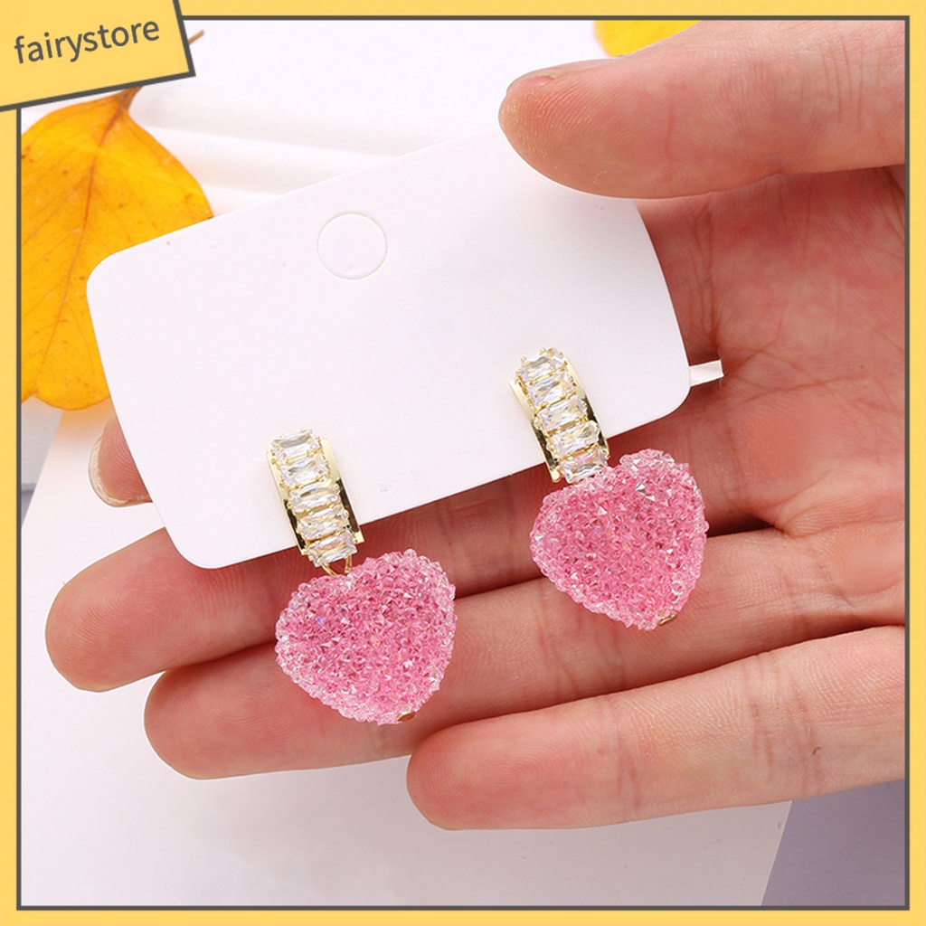 1 Đôi Bông Tai Hình Học Đính Đá Zirconia Màu Hồng Chống Rơi Vỡ Thích Hợp Làm Quà Sinh Nhật Cho Bạn Gái
