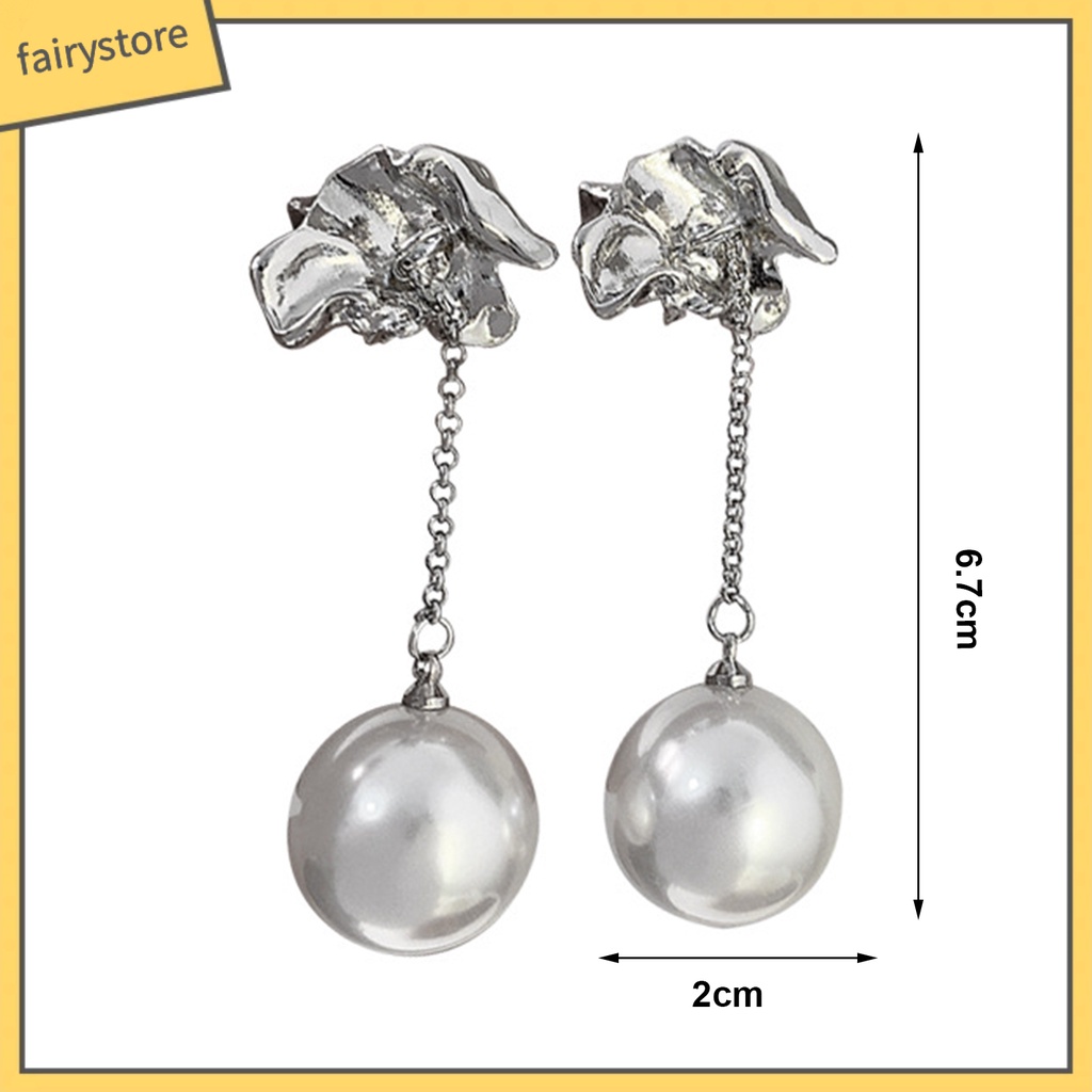 1 Đôi Bông Tai Kim Loại Tua Rua Đính Ngọc Trai Nhân Tạo Phong Cách Retro