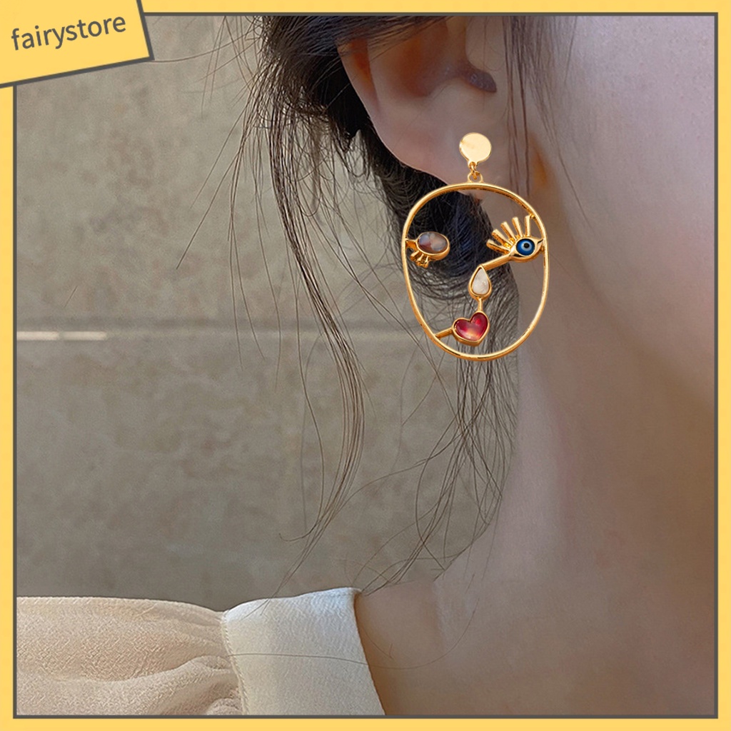 1 Đôi Bông Tai Hình Học Nhiều Màu Sắc Thời Trang Dành Cho Nữ