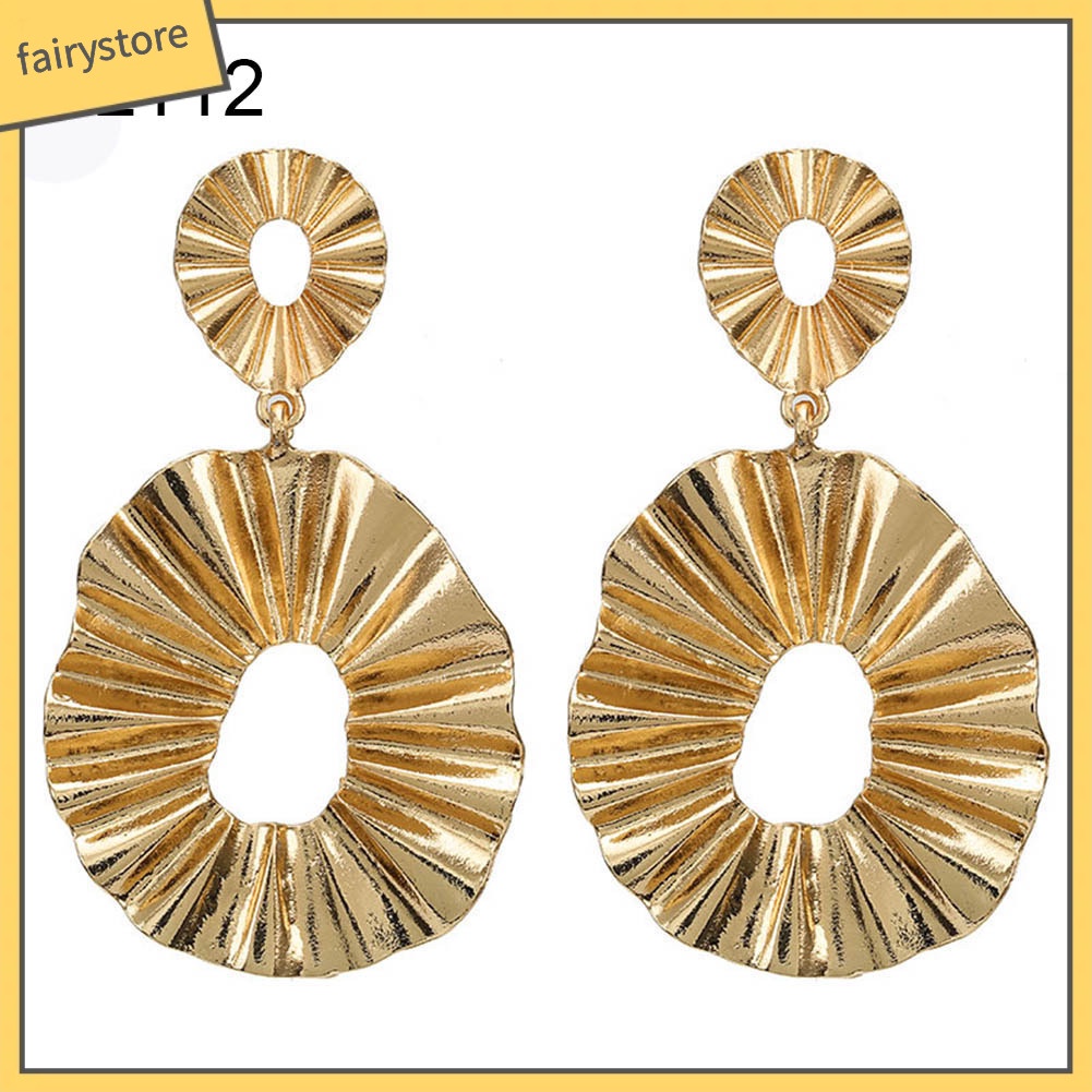 Bông Tai Dáng Dài Hình Tròn / Vuông Thời Trang Cho Nữ