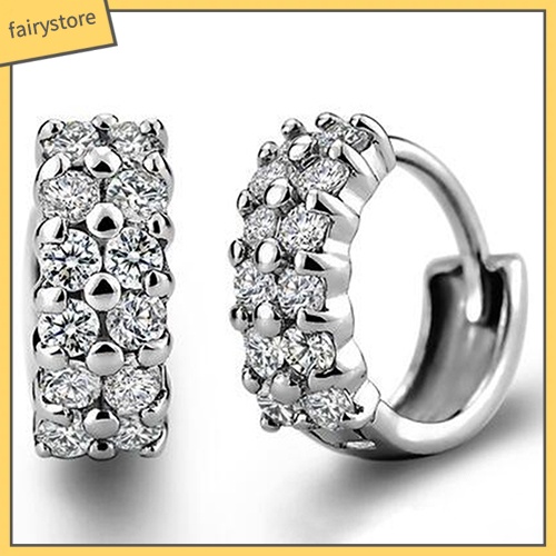 Bông Tai Tròn Đính Đá Hai Hàng Thời Trang