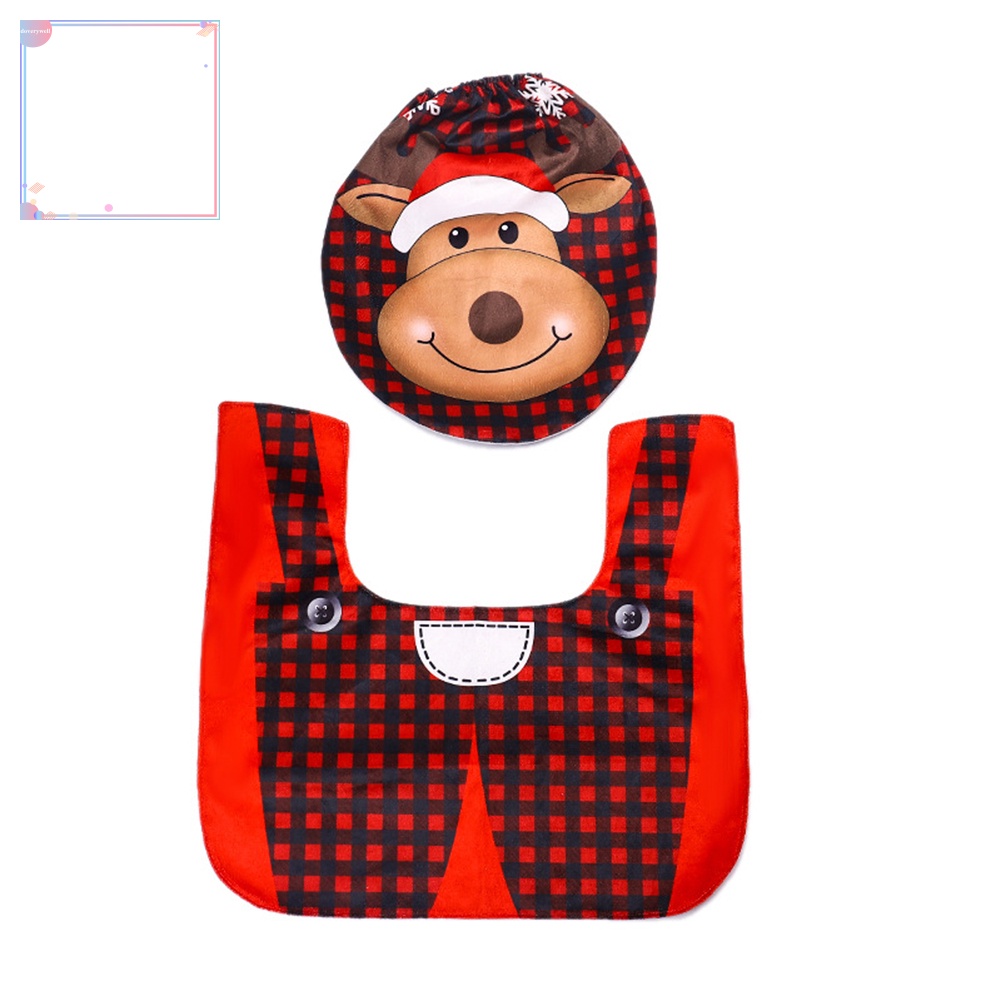 Bộ 2 Vỏ Bọc Nắp Bồn Cầu Họa Tiết Giáng Sinh Trang Trí Nhà Tắm